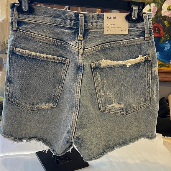 AGOLDE Dee Super High Rise Denim Shorts Ricochet Medium Wash Size 25 NWT - Picture 2 of 15
